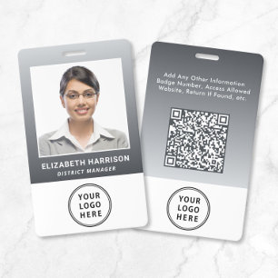 Firmenlogo QR-Code Grau Mitarbeiter-Fotoausweis Ausweis