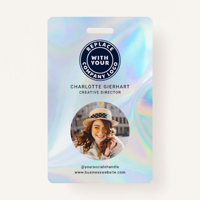Firmenlogo QR Code Holographic Employee Foto ID Ausweis (Vorderseite)