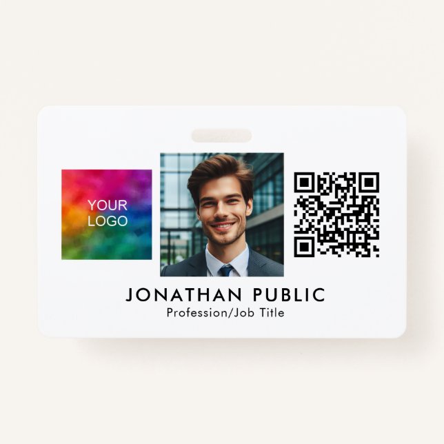 Firmenlogo QR Code ID Card Mitarbeiter Foto Ausweis (Vorderseite)