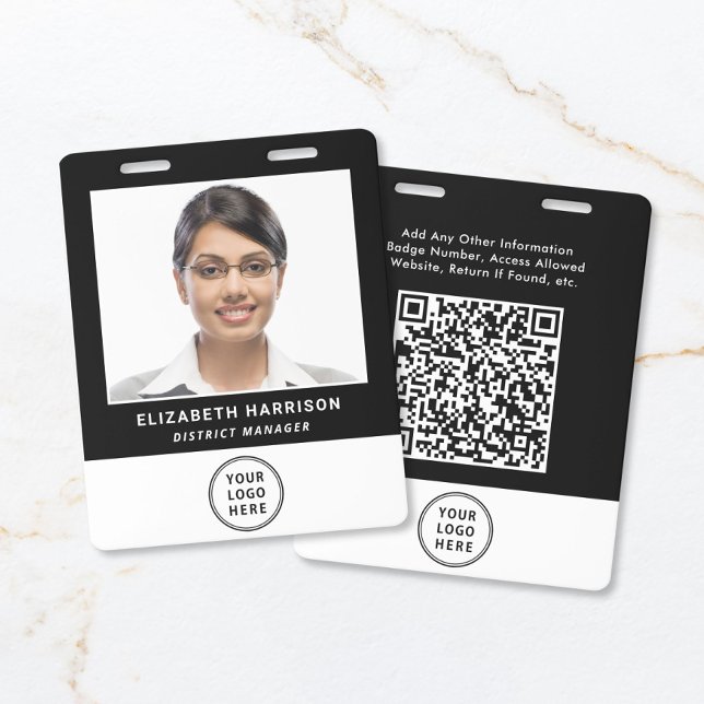 Firmenlogo QR-Code Mitarbeiter-Fotoausweis Ausweis (Business Logo QR Code Employee Photo ID Badge)