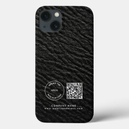 Firmenlogo QR-Code Name Black Imitats Leather Case-Mate iPhone Hülle