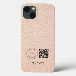 Firmenlogo QR-Code Name Creme Imitate Leder Case-Mate iPhone Hülle