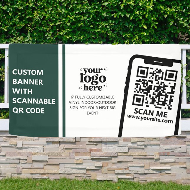 Firmenlogo QR-Code Vinyl Green Indoor Outdoor Banner (Von Creator hochgeladen)