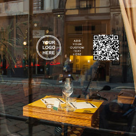 Firmenlogo QR-Code Weiße Beschriftung Horizontal Fensteraufkleber