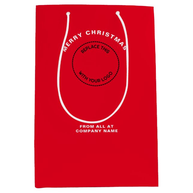 Firmenlogo Red Merry Christmas Mittlere Geschenktüte (Vorderseite)