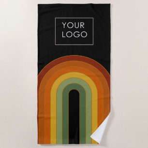 Firmenlogo Retro Siebziger Regenbogen Schwarz hinz Strandtuch