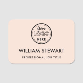 Firmenlogo Rosa Name des Mitarbeiters Namensschild