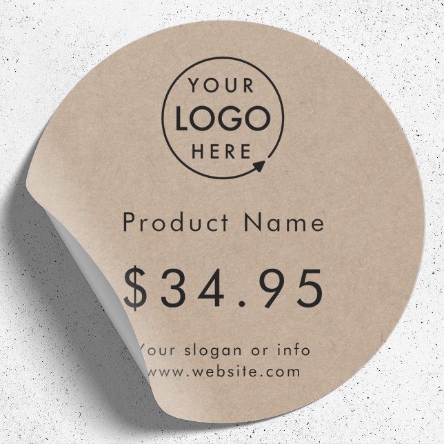 Firmenlogo | Rustikale Kraft-Preis-Aufkleber Runder Aufkleber (Upload your logo to create a custom branded rustic kraft price tag sticker)
