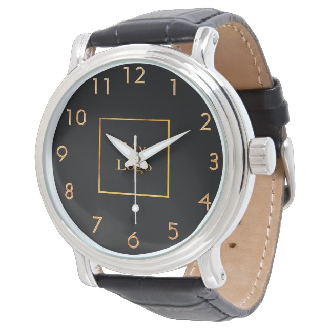 Firmenlogo schwarz armbanduhr (Schrägansicht)