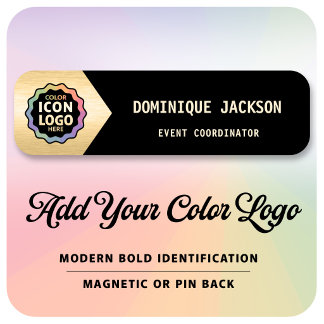 Firmenlogo Schwarz Gold Klassisch Chevron ID Namensschild