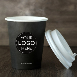 Firmenlogo schwarz, modern beruflich 8 oz pappbecher