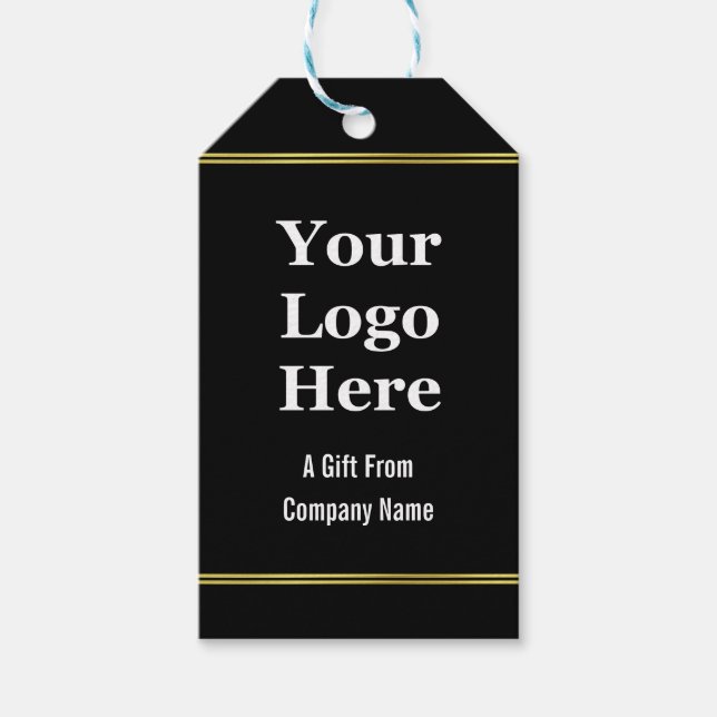 Firmenlogo Schwarz-weiß Gold ein Geschenk von Unte Geschenkanhänger (Vorderseite)