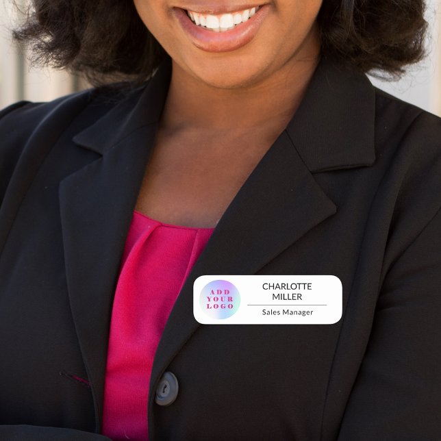 Firmenlogo Schwarz-weißer Mitarbeiter Namensschild (Von Creator hochgeladen)