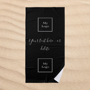 Firmenlogo Schwarz-weißer Text Strandtuch