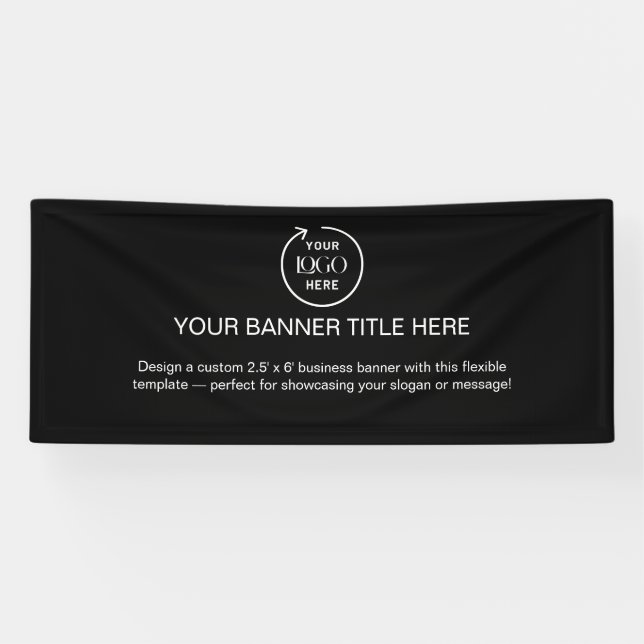 Firmenlogo | Schwarze moderne Werbung 6' Banner (Horizontal)