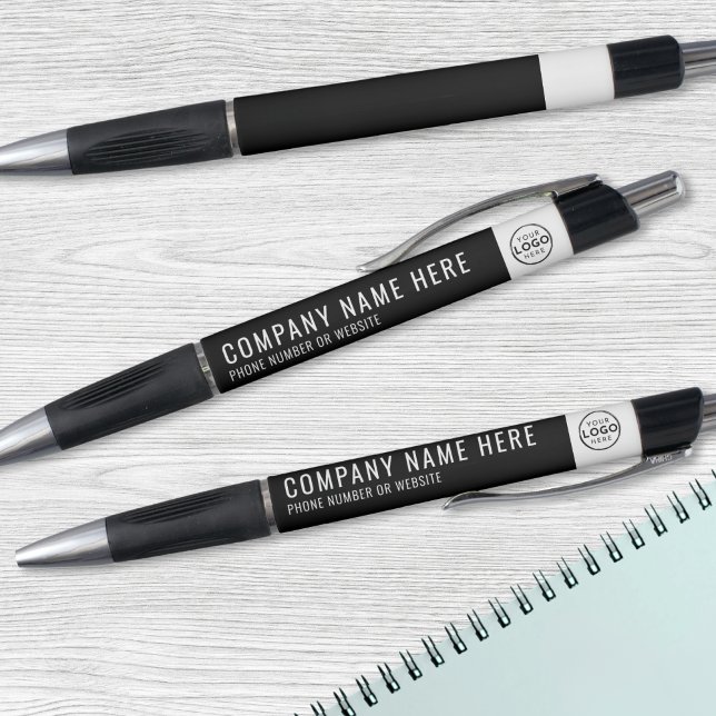 Firmenlogo Schwarzes Minimalgeschäft Kugelschreiber (Company Logo Black Minimal Business Pen)