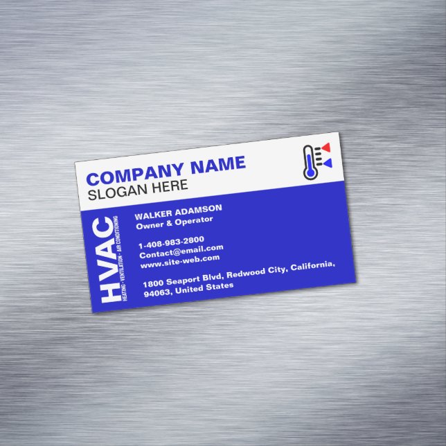Firmenlogo & Slogan & Kontakt, Berufliche HVAC Magnetische Visitenkarte (Beispiel)