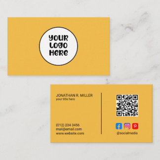 Firmenlogo Social Media QR Code Gelb Elegant   Visitenkarte
