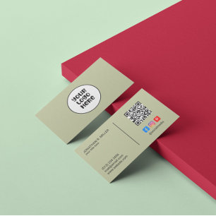 Firmenlogo Social Media QR Code Sage Elegant Visitenkarte