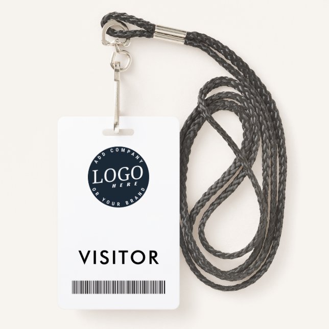 Firmenlogo und Barcode-Visitenkarte Ausweis (Vorderseite mit Schlüsselband)