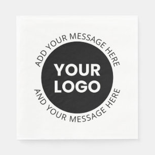 Firmenlogo und bearbeiteter Text, weiß und schwarz Serviette