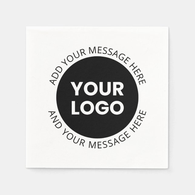 Firmenlogo und bearbeiteter Text, weiß und schwarz Serviette (Vorderseite)