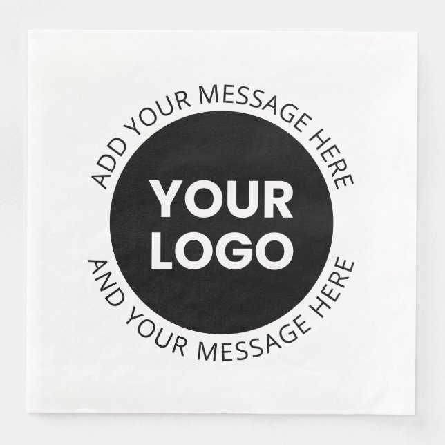 Firmenlogo und bearbeiteter Text, weiß und schwarz Serviette (Vorderseite)