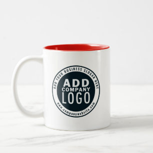 Firmenlogo und benutzerdefinierte Website-Adresse  Zweifarbige Tasse
