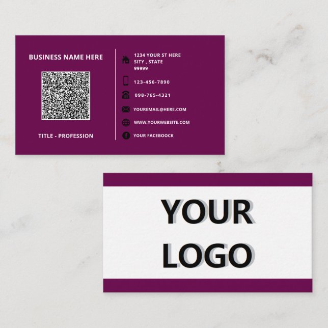 Firmenlogo und QR-Code Geschäftskartenvorlage Visitenkarte (Vorne/Hinten)