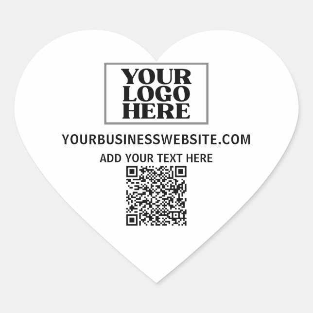 Firmenlogo und QR-Code Herz-Aufkleber (Vorderseite)