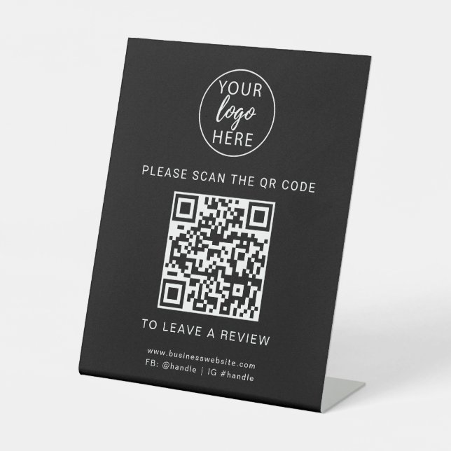 Firmenlogo und QR-Code kundenspezifisch Sockelschild (Vorderseite)