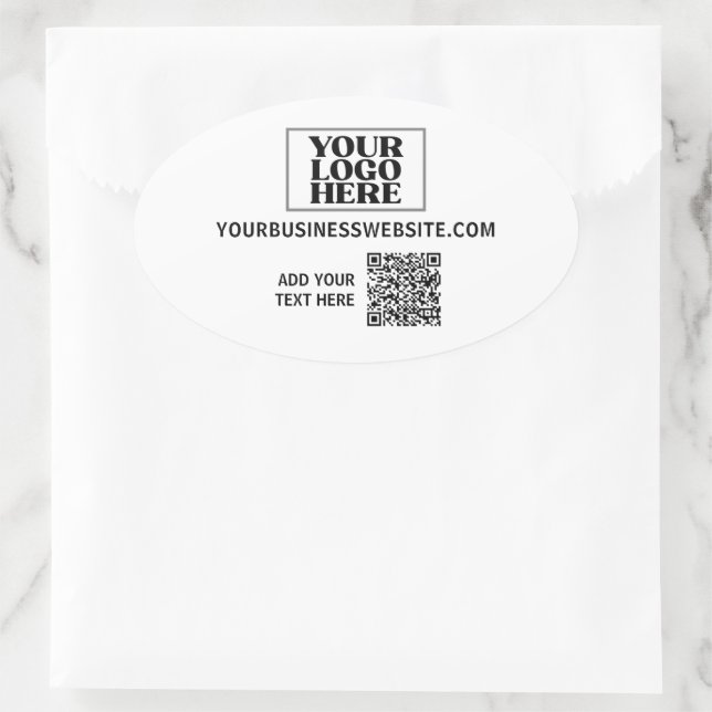 Firmenlogo und QR-Code Ovaler Aufkleber (Tasche)