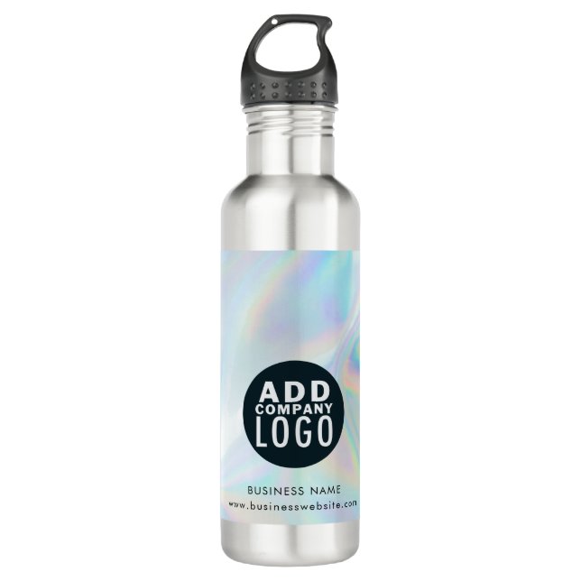 Firmenlogo und Website-Holografic Mitarbeiter Edelstahlflasche (Vorderseite)