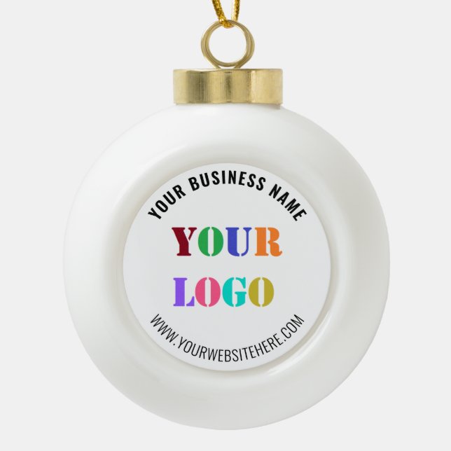 Firmenlogo Website Weihnachtsgeschenk Keramik Kugel-Ornament (Vorderseite)