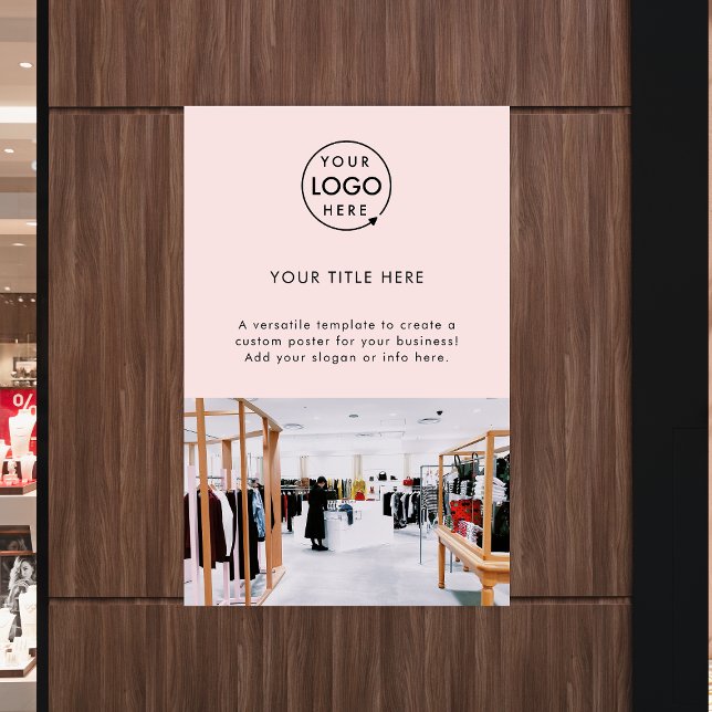 Firmenlogo | Werbeaktion für Foto in Rosa Poster (Blush pink company branded feminine photo poster prints for small business promotion & marketing.)