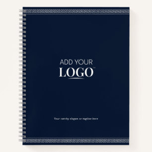 Firmenlogo Werbeaktion Navy Blue Griechisch Meande Notizbuch
