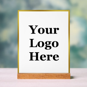 Firmenlogos Weiß und Imitate Gold Border Acrylschild