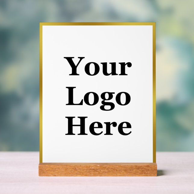 Firmenlogos Weiß und Imitate Gold Border Acrylschild (Neutral)