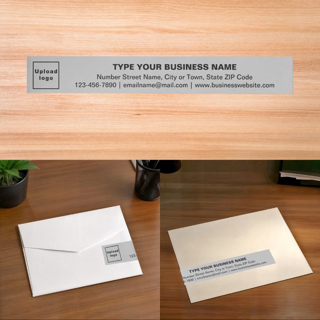 Firmenmarke auf dem Etikett "Gray Wrap Around Addr Rundum-Adressaufkleber (Gray wrap around address label with your business brand)