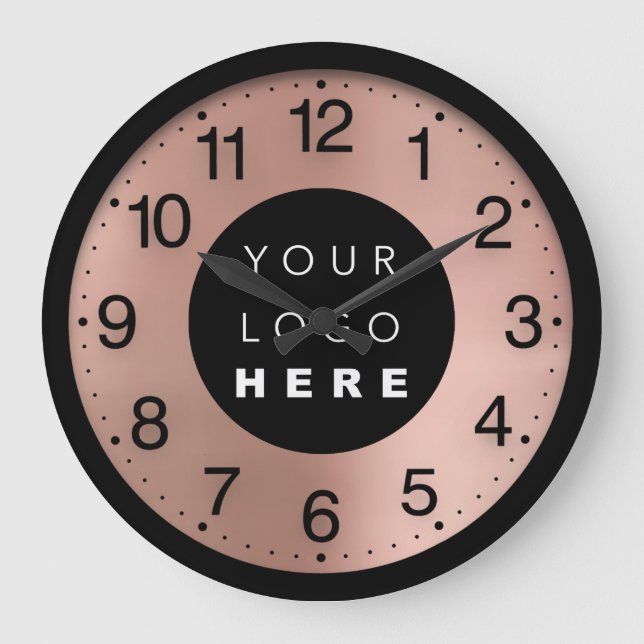 Firmenminimalismus Rose Blush Tropfens Logo Große Wanduhr (Vorderseite)