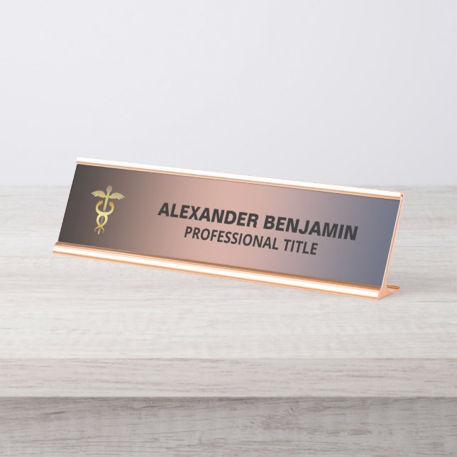 Firmenmitarbeiter Gold Beruflich Schreibtischnamensplakette (Vorderseite )