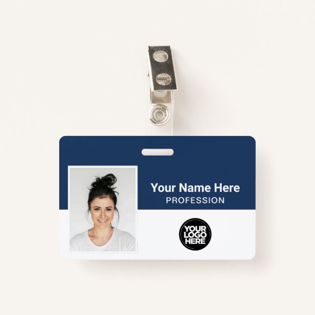 Firmenmitarbeiter, Name, Logo, Foto-ID Ausweis (Vorderseite mit Klammer)