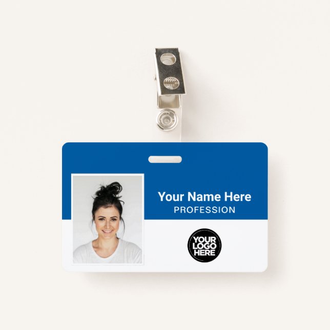 Firmenmitarbeiter, Name, Logo, Foto-ID Ausweis (Vorderseite mit Klammer)