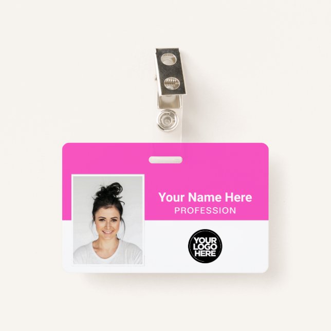 Firmenmitarbeiter, Name, Logo, Foto-ID Ausweis (Vorderseite mit Klammer)