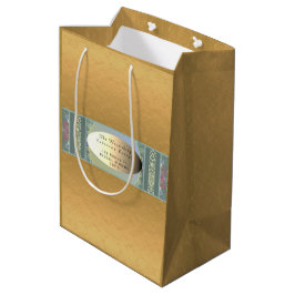 Firmenname/Anschrift Floral & Golden Gift Bag Mittlere Geschenktüte