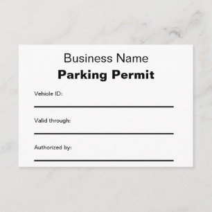 Firmenname Armaturenbrett Parkausweis Karte