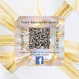 Firmenname beige opal gold qr Code Facebook Quadratischer Aufkleber