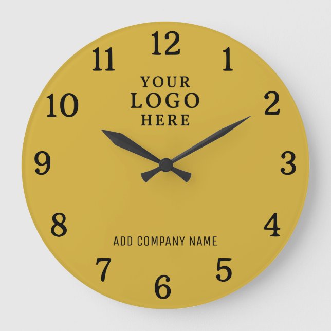 Firmenname Firmenlogo Markenwerbung Gold Große Wanduhr (Vorderseite)