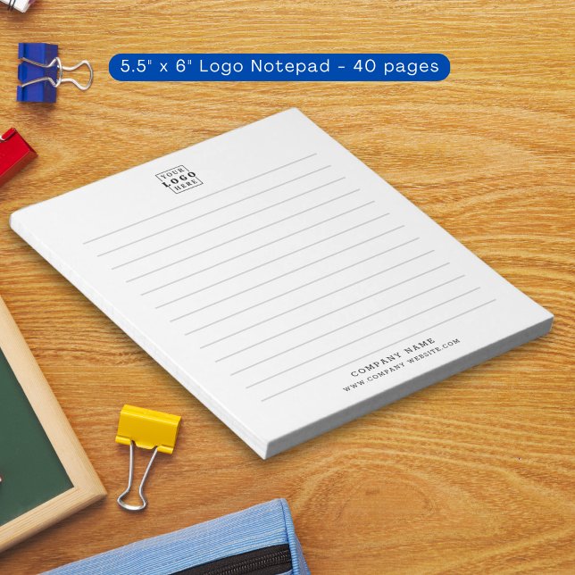 Firmenname für kundenspezifische Firmenlogos Notizblock (Custom Business Logo Company Name Lined Notepad)