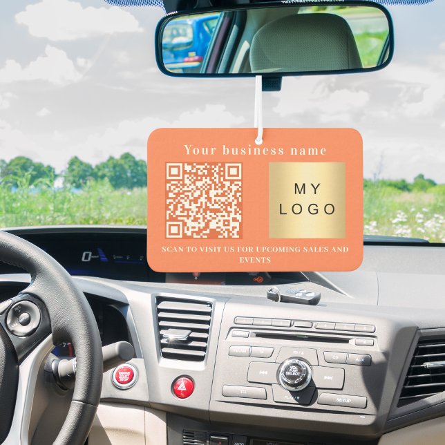Firmenname Korallenorange Logo qr Code Autolufterfrischer (Von Creator hochgeladen)